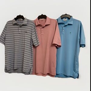 Peter Millar Golf Polo Bundle – Size L – Striped, Palmetto 1892 & Pheasant Logos